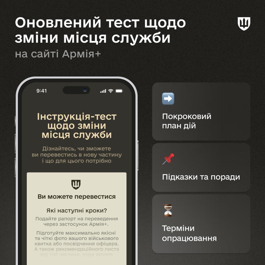 Чи можу перевестись в іншу частину? В Армія+ оновили інструкцію-тест