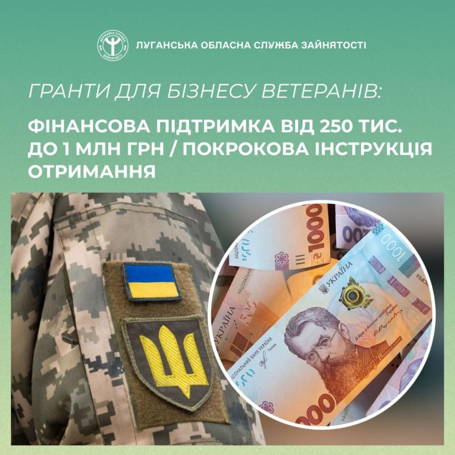 Державна служба зайнятості пропонує безповоротну та безпроцентну державну допомогу на створення або розвиток бізнесу для ветеранів, осіб з інвалідністю внаслідок війни та другого з подружжя