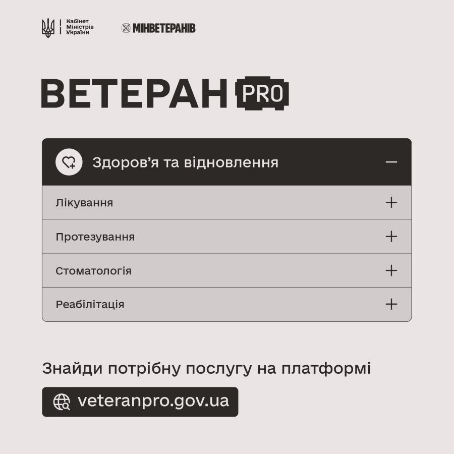 Ветеран PRO пропонує окремі маршрути, щоб кожна людина могла знайти послуги саме для своєї ситуації