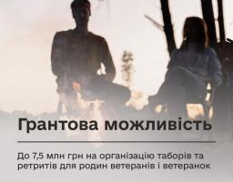 Грантова можливість: до 7,5 млн грн на організацію таборів та ретритів для родин ветеранів і ветеранок