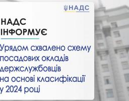  29 грудня на засіданні Кабінету Міністрів України схвалено схему посадових окладів на посадах державної служби на основі класифікації посад у 2024 році та перелік типових посад державної служби в межах рівнів посад.