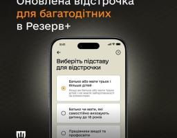 У Резерв+ запустили відстрочку для багатодітних батьків. Тепер оформити її через застосунок можна незалежно від того, в якому шлюбі або поза ним народжені діти
