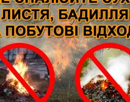 Спалювання листя, сухої рослинності та сміття заборонено!