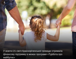 У жовтні 21 сім’я Красноріченської громади отримала фінансову підтримку в межах програми «Турбота про майбутнє»