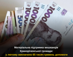 Матеріальна підтримка мешканців Краноріченської громади: у лютому виплачено 65 тисяч гривень допомоги
