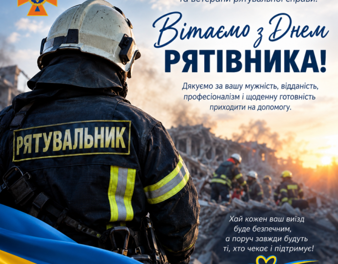 Шановні рятівники, працівники та ветерани рятувальної справи! Щиро вітаємо вас із Днем рятівника!