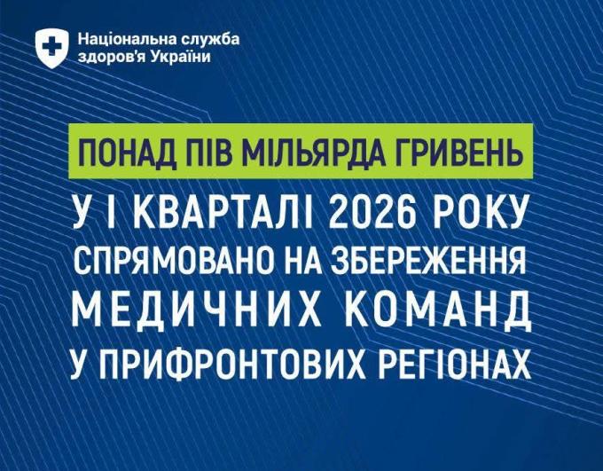 Понад пів мільярда гривень у І кварталі 2026 року спрямовано на збереження медичних команд у прифронтових регіонах