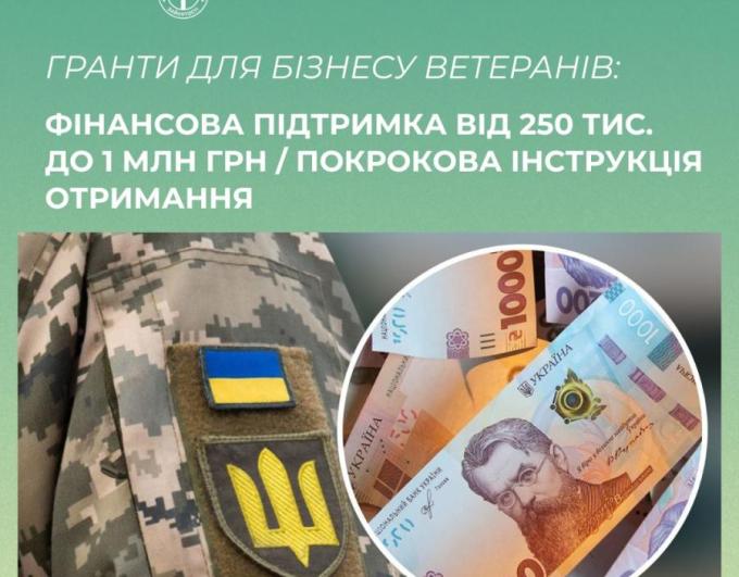 Державна служба зайнятості пропонує безповоротну та безпроцентну державну допомогу на створення або розвиток бізнесу для ветеранів, осіб з інвалідністю внаслідок війни та другого з подружжя