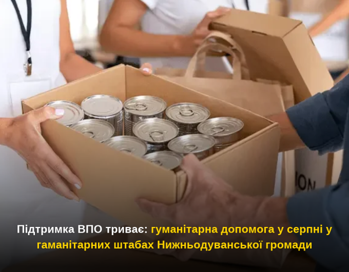Підтримка ВПО триває: гуманітарна допомога у серпні у гаманітарних штабах Нижньодуванської громади